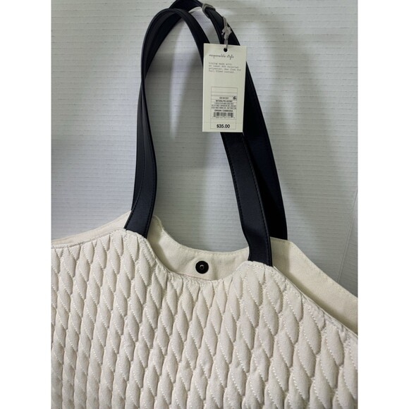 A New Day Quilted Shopper Tote Shoulder/Handbag/Purse w/Magnetic Closure Beige - Picture 14 of 14